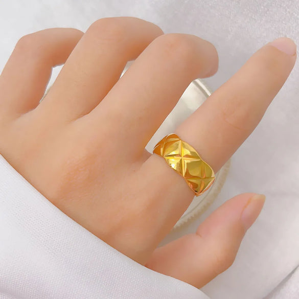 Elegant Basic Simple Style Lingge Titanium Steel Rings In Bulk