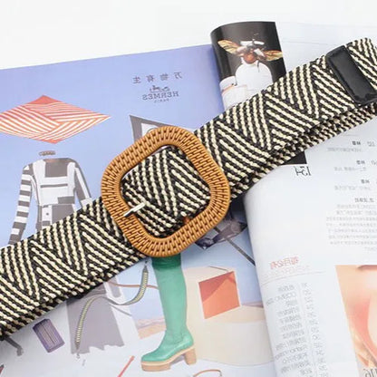 Elegant Basic Solid Color Straw Women'S Woven Belts