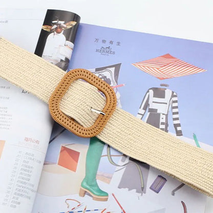 Elegant Basic Solid Color Straw Women'S Woven Belts