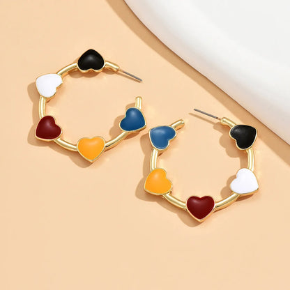 Elegant Basic Streetwear Heart Shape Alloy Enamel Women's Ear Studs