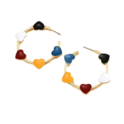 Elegant Basic Streetwear Heart Shape Alloy Enamel Women's Ear Studs