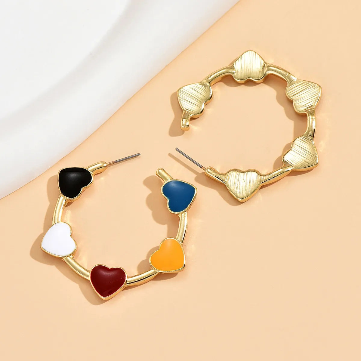 Elegant Basic Streetwear Heart Shape Alloy Enamel Women's Ear Studs