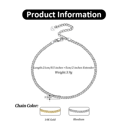 Elegant Beach Solid Color Sterling Silver Plating Hollow Out 14k Gold Plated White Gold Plated Women'S Anklet