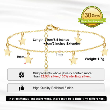 Elegant Beach Star Sterling Silver Plating Chain 14k Gold Plated White Gold Plated Silver Plated Women's Anklet