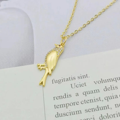 Elegant Bird Copper Plating Inlay Zircon Pendant Necklace