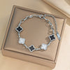 Elegant Black And White Clover Titanium Steel Women's Bracelet With Geometric Design And Vacuum Furnace Electroplating Treatment