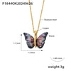 Elegant Bohemian Butterfly 18K Gold Plated Rhinestones 304 Stainless Steel Resin Copper Wholesale Pendant Necklace