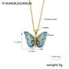 Elegant Bohemian Butterfly 18K Gold Plated Rhinestones 304 Stainless Steel Resin Copper Wholesale Pendant Necklace