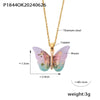 Elegant Bohemian Butterfly 18K Gold Plated Rhinestones 304 Stainless Steel Resin Copper Wholesale Pendant Necklace