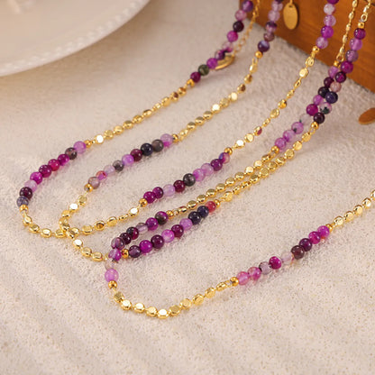 Elegant Bohemian Simple Style Round Natural Stone Agate 18K Gold Plated Necklace In Bulk