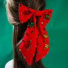 Elegant Bow Hairpin For Female With Diamond Snowflake Holiday Party Accessories Spring Clip Hair Accessories