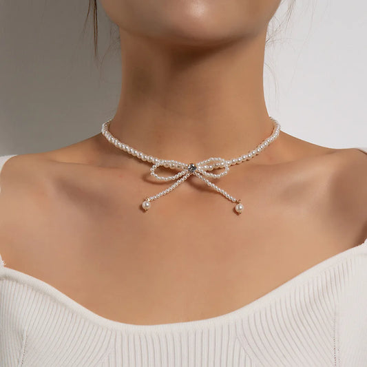 Elegant Bow Knot Artificial Crystal Plastic Bowknot Women'S Choker