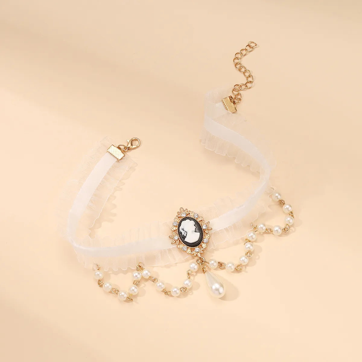 Elegant Bow Knot Mixed Materials Inlay Artificial Pearls Women'S Choker