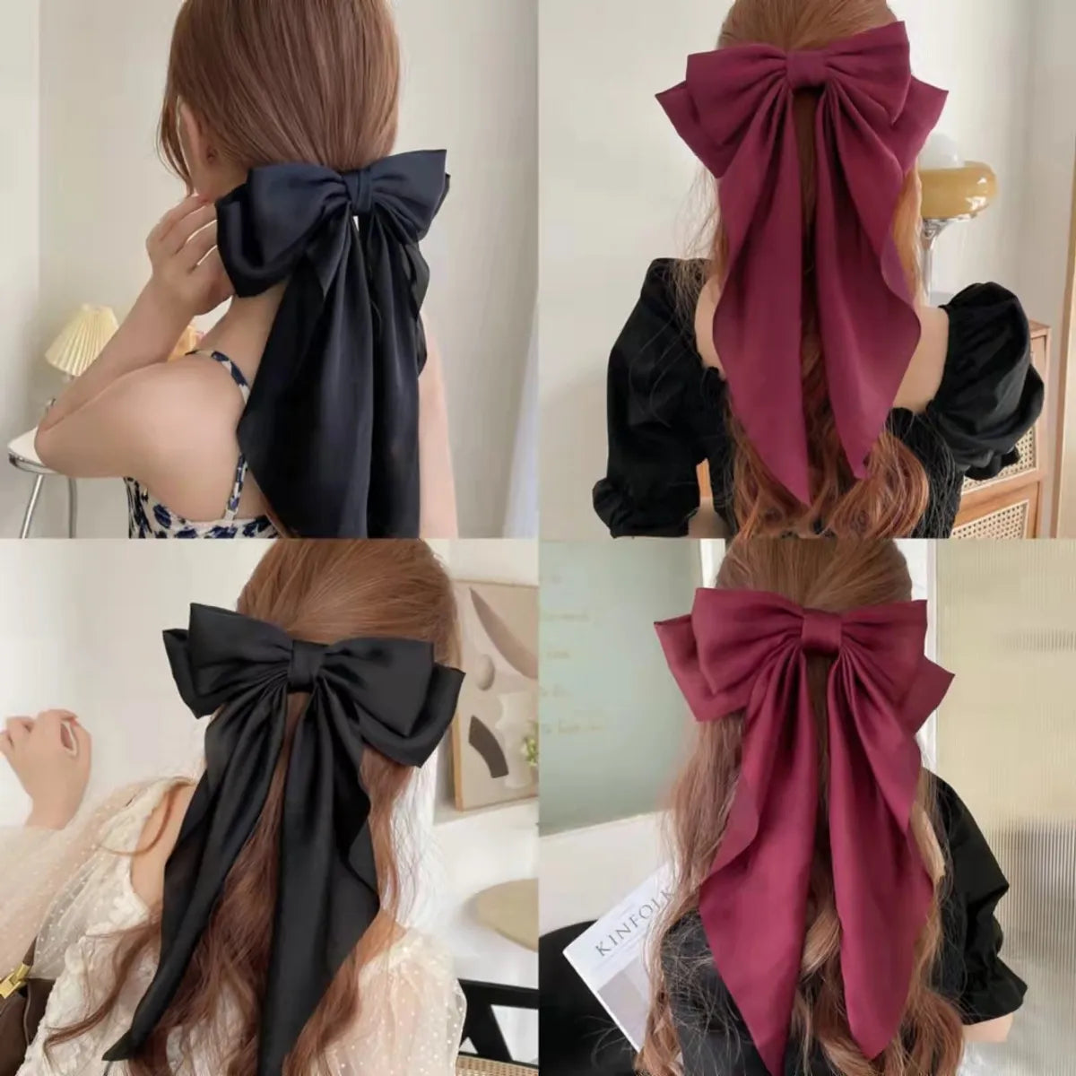 Women'S Elegant Bow Knot Satin Hair Clip