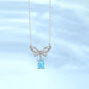 Elegant Bow Knot Sterling Silver Zircon Pendant Necklace In Bulk