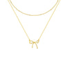 Elegant Bow Pendant Necklace For Women Copper Electroplated Thin Chain Cute Pattern Jewelry Gift