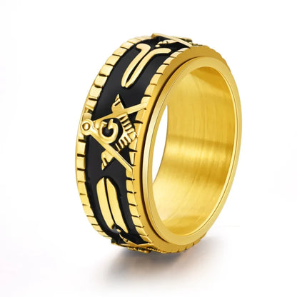 Elegant Business Luxurious Color Block 304 Stainless Steel Plating 18K Gold Plated Men'S Rings