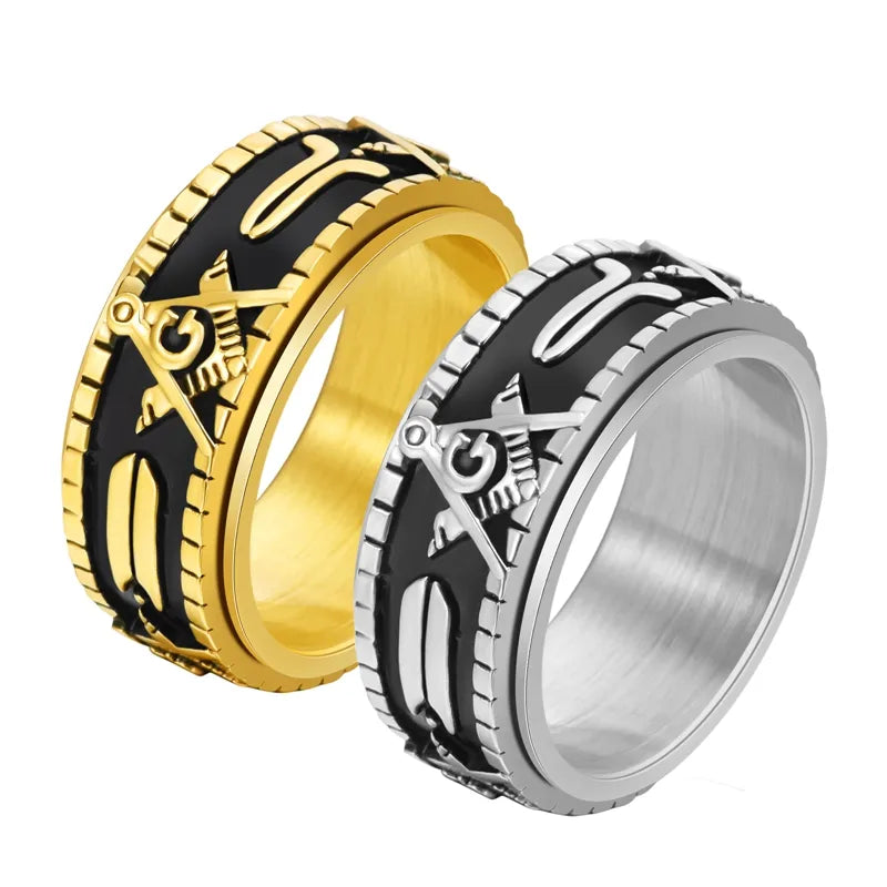 Elegant Business Luxurious Color Block 304 Stainless Steel Plating 18K Gold Plated Men'S Rings