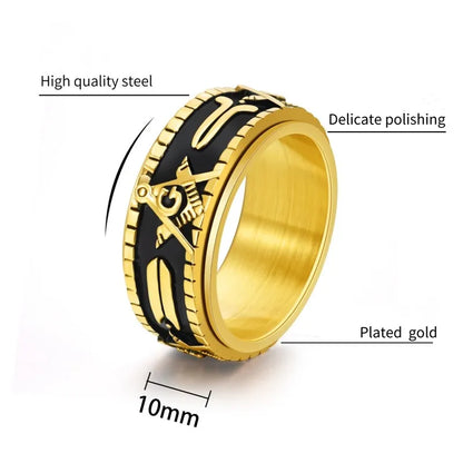 Elegant Business Luxurious Color Block 304 Stainless Steel Plating 18K Gold Plated Men'S Rings