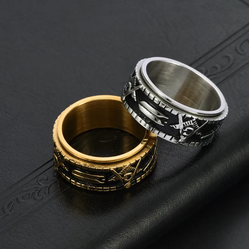 Elegant Business Luxurious Color Block 304 Stainless Steel Plating 18K Gold Plated Men'S Rings