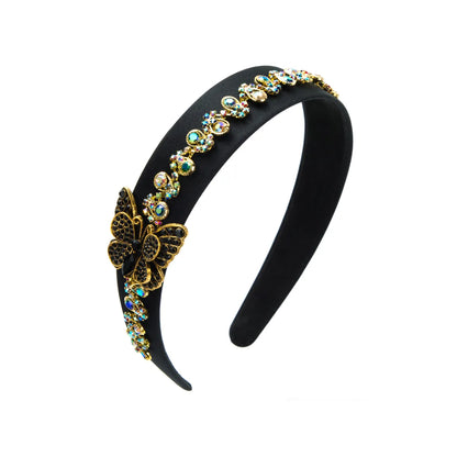 Elegant Butterfly Alloy Cloth Plating Inlay Rhinestones Hair Band