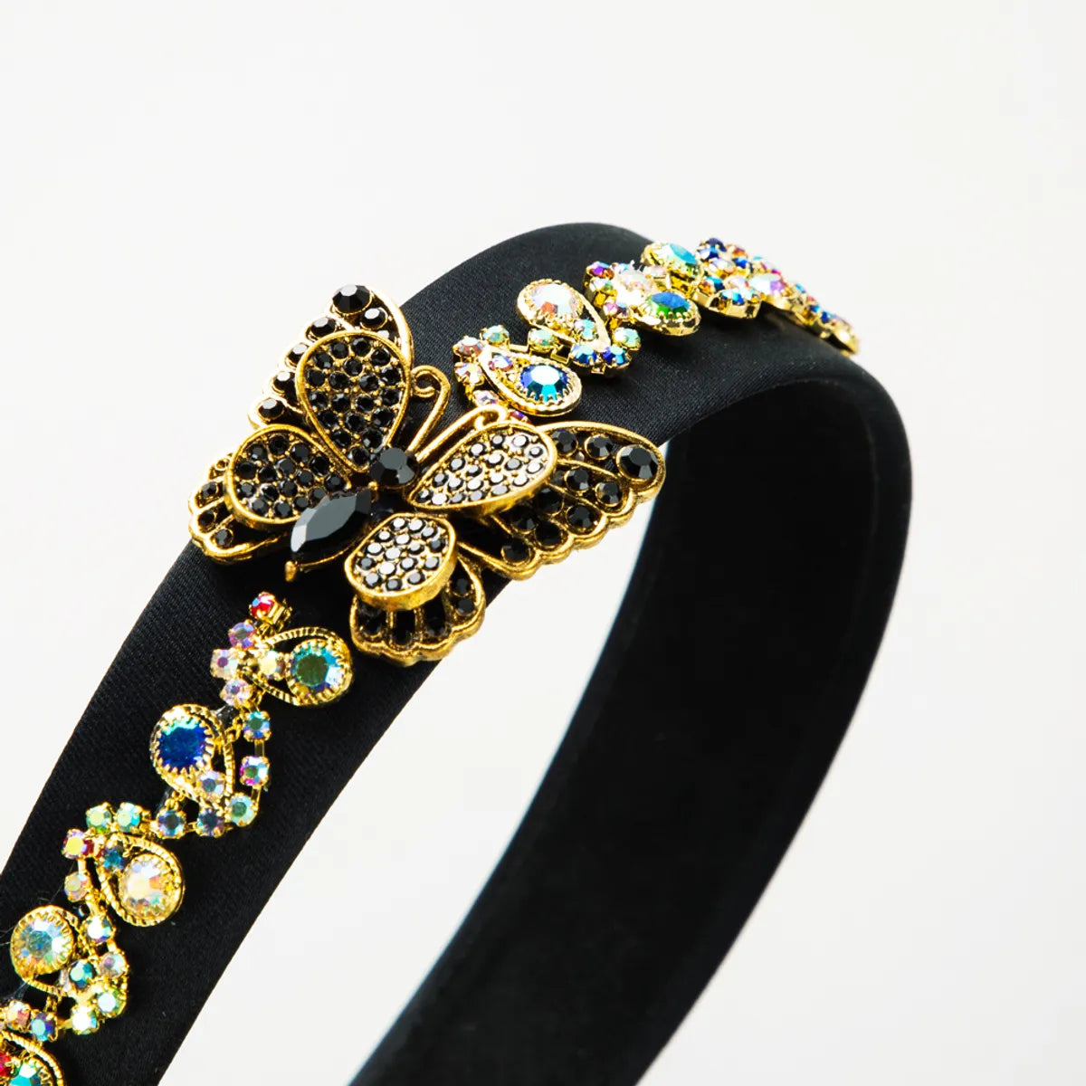 Elegant Butterfly Alloy Cloth Plating Inlay Rhinestones Hair Band