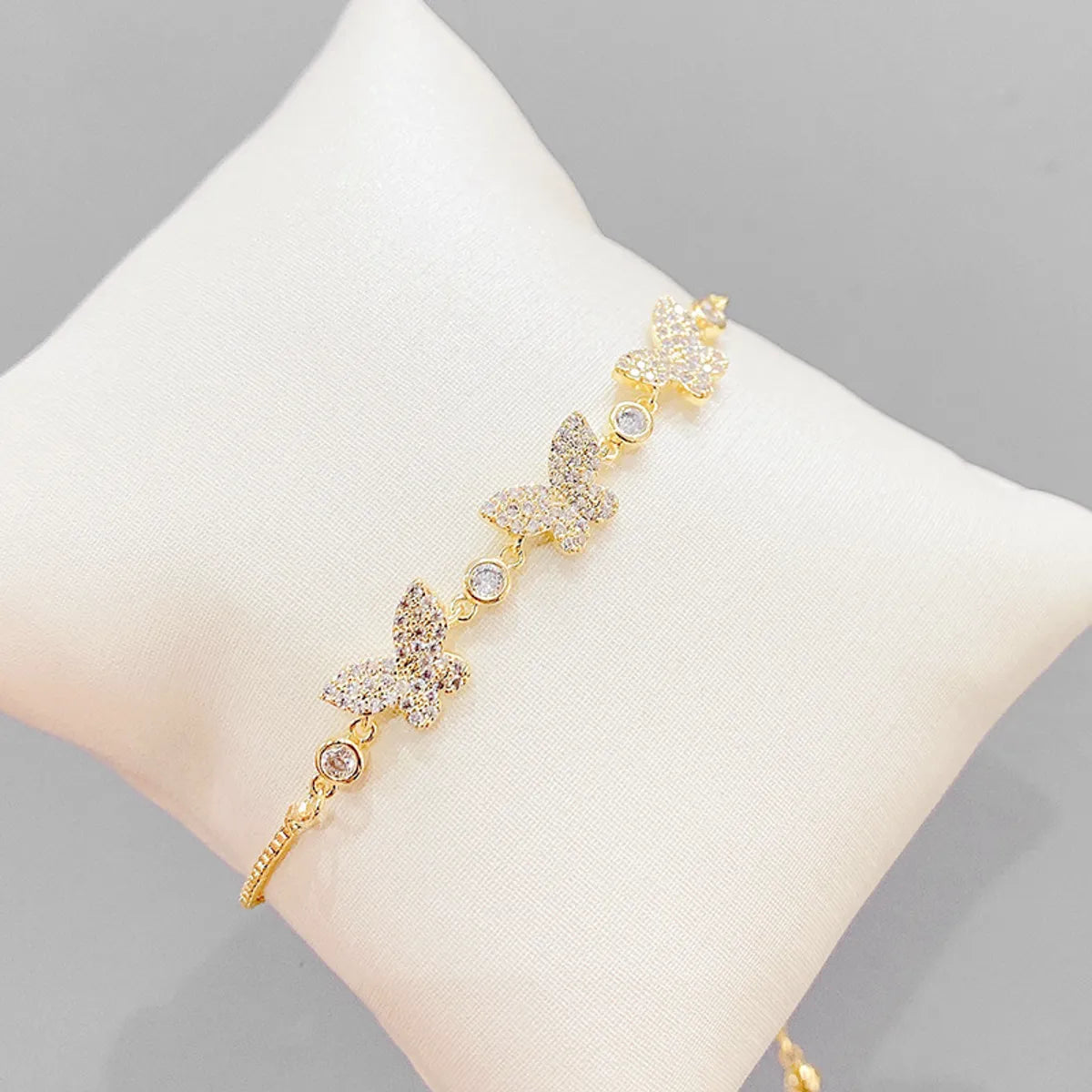 Elegant Butterfly Copper Bracelets Gold Plated Zircon Copper Bracelets 1 Piece