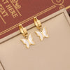 Wholesale Elegant Butterfly Stainless Steel Layered Plating Inlay Shell Bracelets Earrings Necklace