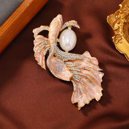 Elegant Carp Imitation Pearl Alloy Enamel Unisex Brooches