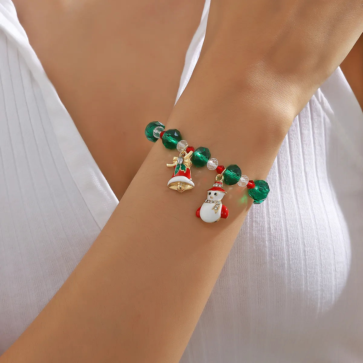 Elegant Christmas Streetwear Snowman Artificial Crystal Wholesale Bracelets