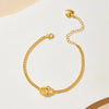 Elegant Circle Heart Shape Brass Gold Plated Zircon Bracelets 1 Piece