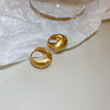 1 Pair Elegant Circle Heart Shape Solid Color Plating Metal Earrings