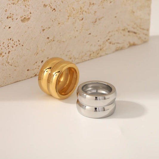 Elegant Circle Stainless Steel Polishing Plating 18k Gold Plated Rings