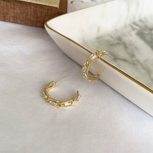 Elegant Circle Zircon Earrings Metal Electroplated