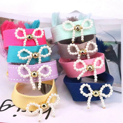 Elegant Classic Style Bow Knot Imitation Pearl Rope Women's Drawstring Bracelets