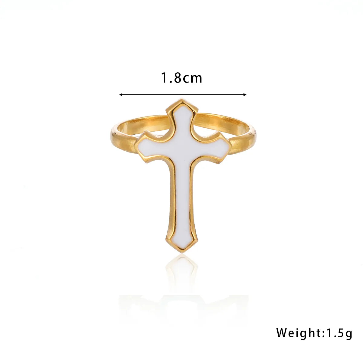 Elegant Classic Style Cross 304 Stainless Steel 18K Gold Plated Open Rings In Bulk