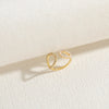 Elegant Classic Style Geometric Copper Asymmetrical Plating Inlay Zircon 14k Gold Plated Open Rings