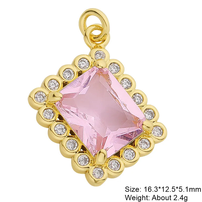 Elegant Classic Style Geometric Heart Shape Copper Plating Inlay Zircon 18k Gold Plated Charms