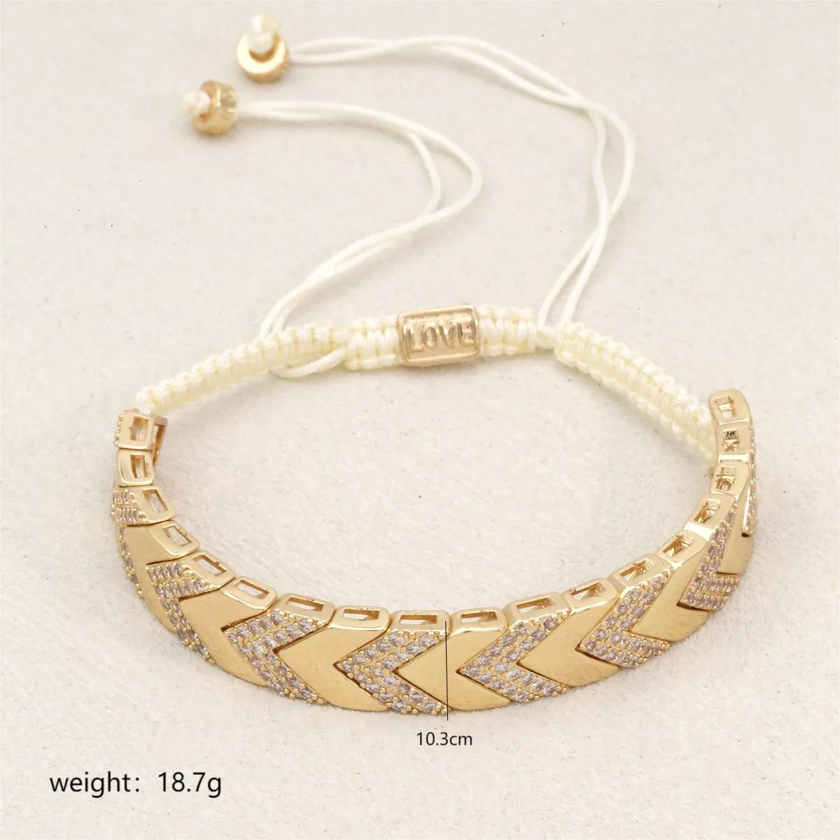 Elegant Classic Style Geometric K Gold Plated Zircon Polyester Copper Wholesale Drawstring Bracelets