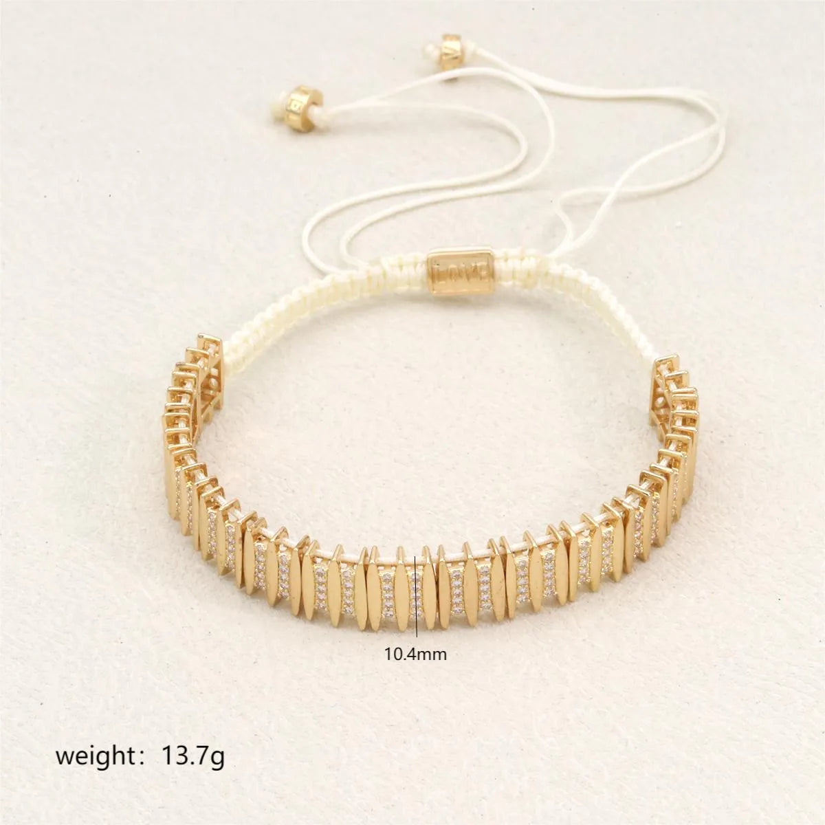 Elegant Classic Style Geometric K Gold Plated Zircon Polyester Copper Wholesale Drawstring Bracelets