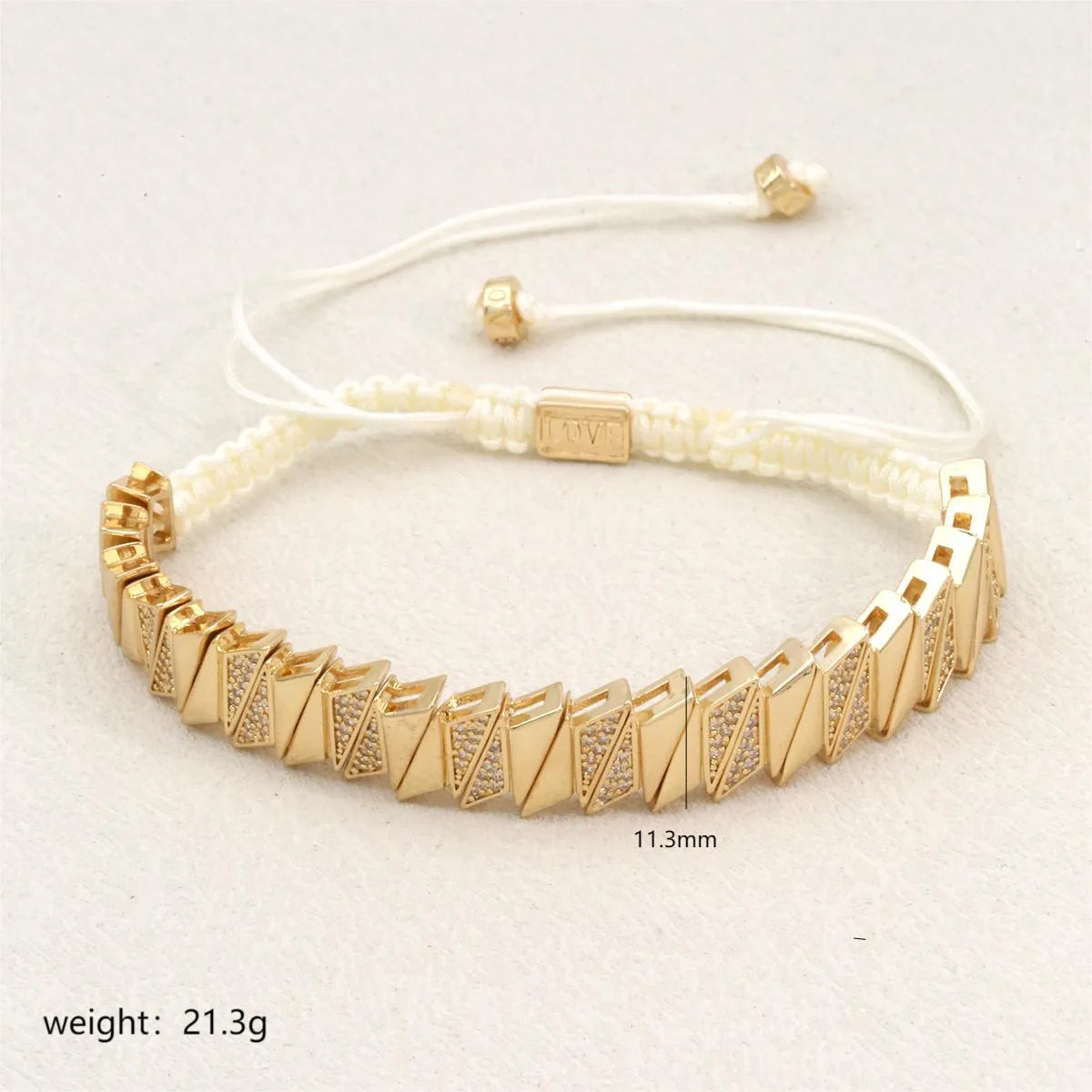 Elegant Classic Style Geometric K Gold Plated Zircon Polyester Copper Wholesale Drawstring Bracelets