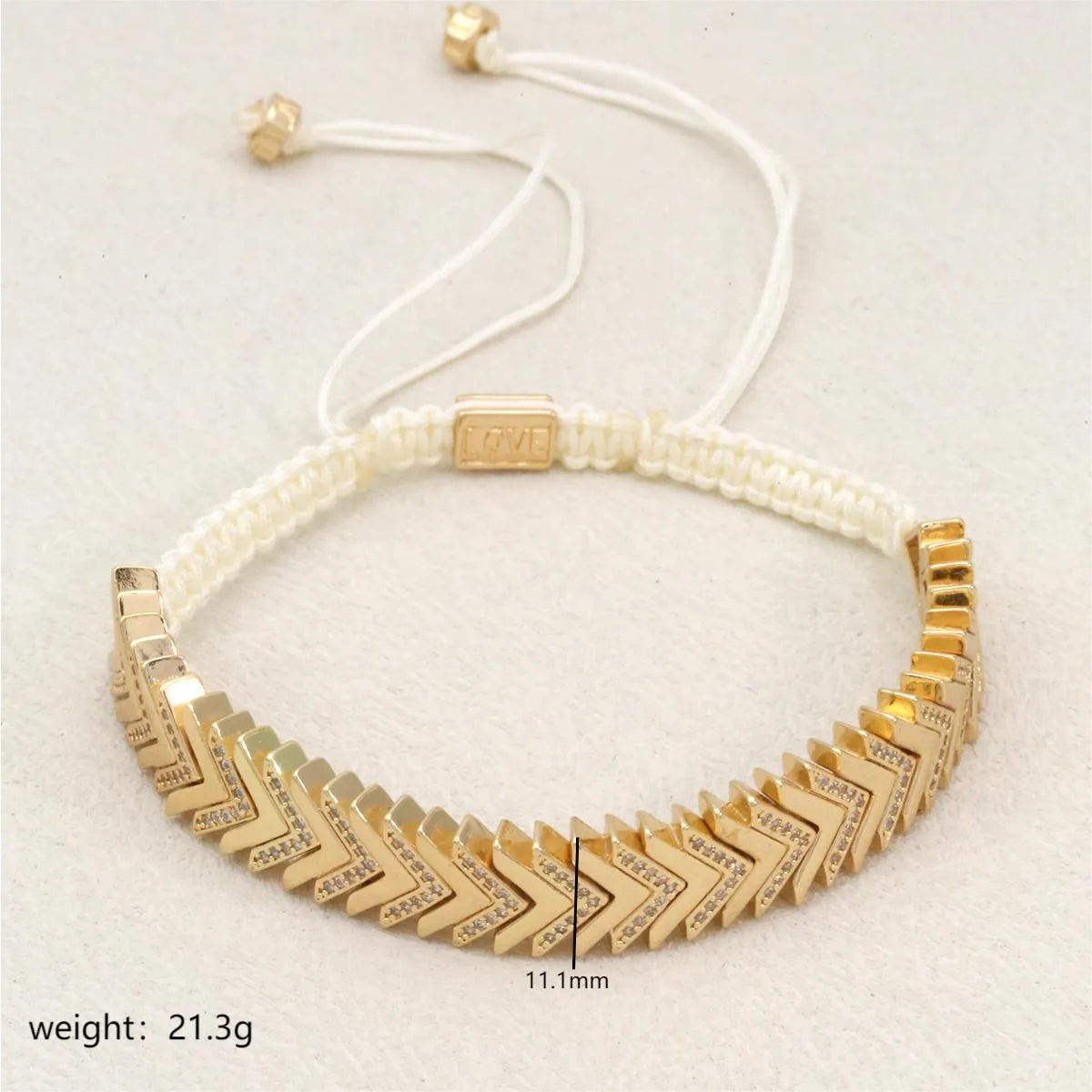 Elegant Classic Style Geometric K Gold Plated Zircon Polyester Copper Wholesale Drawstring Bracelets