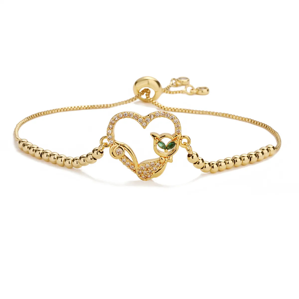 Elegant Classic Style Heart Shape Butterfly Copper Plating Chain Zircon 18k Gold Plated Bracelets