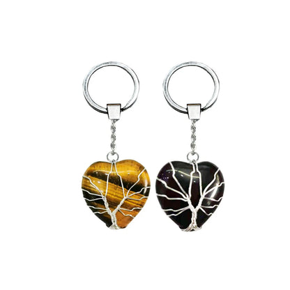 Elegant Classic Style Heart Shape Natural Stone Bag Pendant Keychain