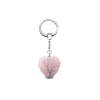 Elegant Classic Style Heart Shape Natural Stone Bag Pendant Keychain