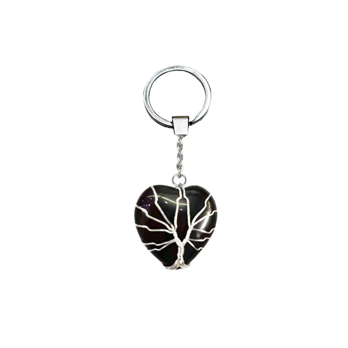 Elegant Classic Style Heart Shape Natural Stone Bag Pendant Keychain