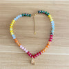 Elegant Classic Style Letter 14K Gold Plated Natural Stone Copper Wholesale Necklace