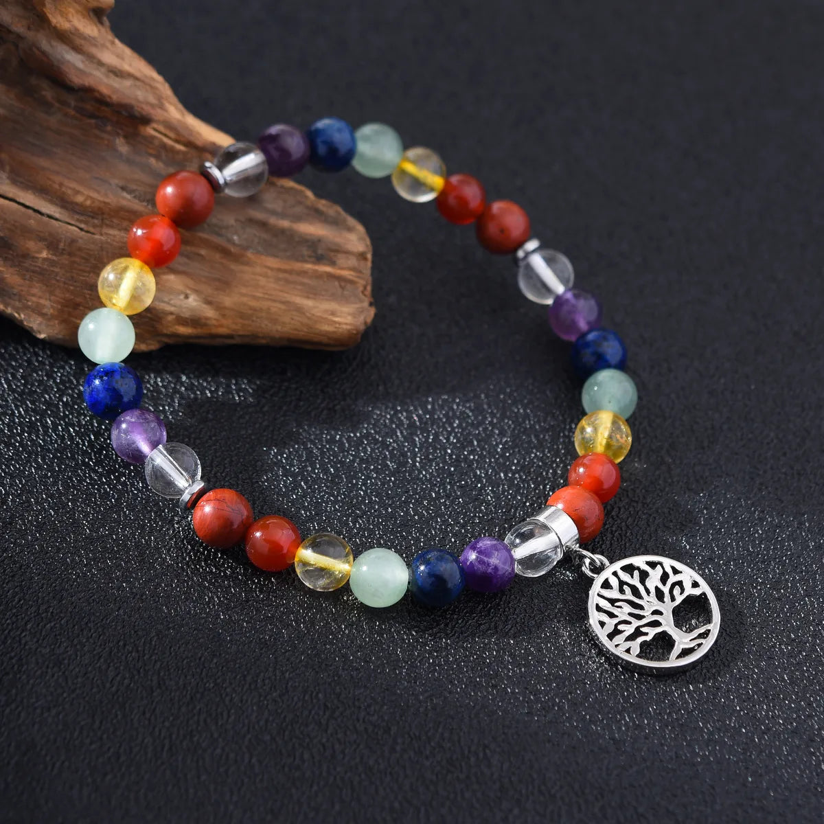 Elegant Classic Style Life Tree Crystal Copper Lapis Lazuli Chakra Bracelet In Bulk