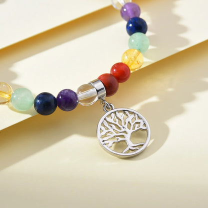 Elegant Classic Style Life Tree Crystal Copper Lapis Lazuli Chakra Bracelet In Bulk