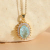 Elegant Classic Style Oval Copper Plating Inlay Zircon 14k Gold Plated Pendant Necklace